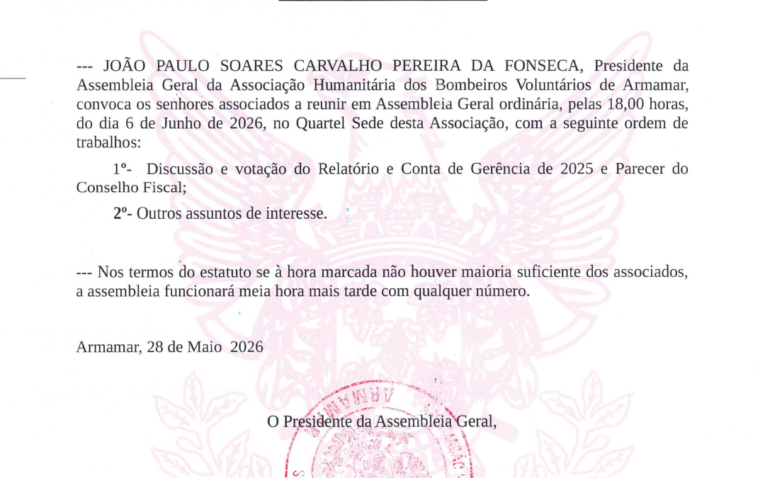 Assembleia Geral Ordinária 06 Junho 2026