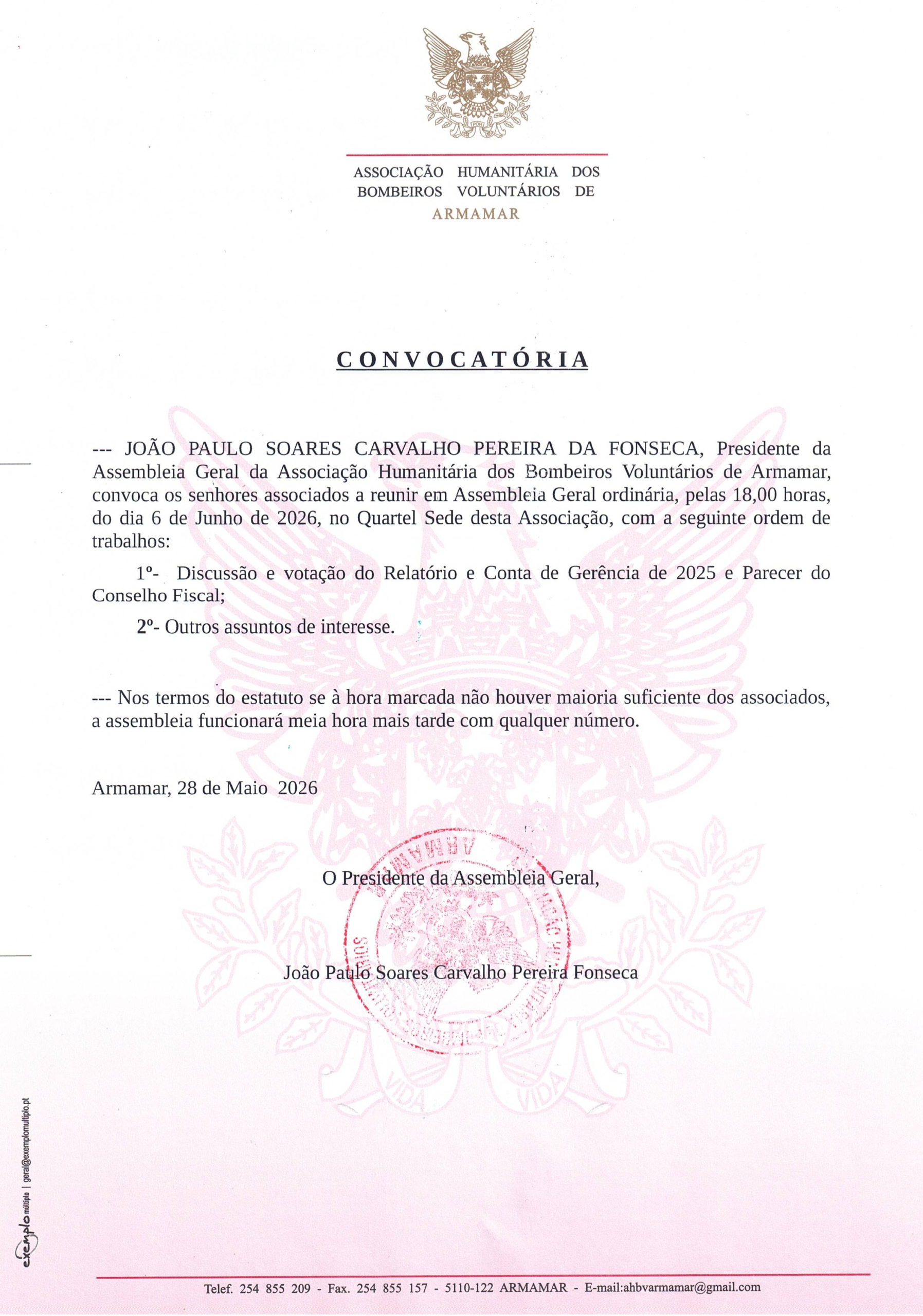 Assembleia Geral Ordinária 06 Junho 2026