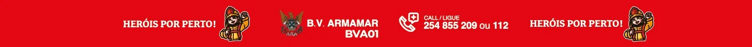 Faixa vermelha da pulseira Heróis por Perto com contactos dos Bombeiros Voluntários de Armamar