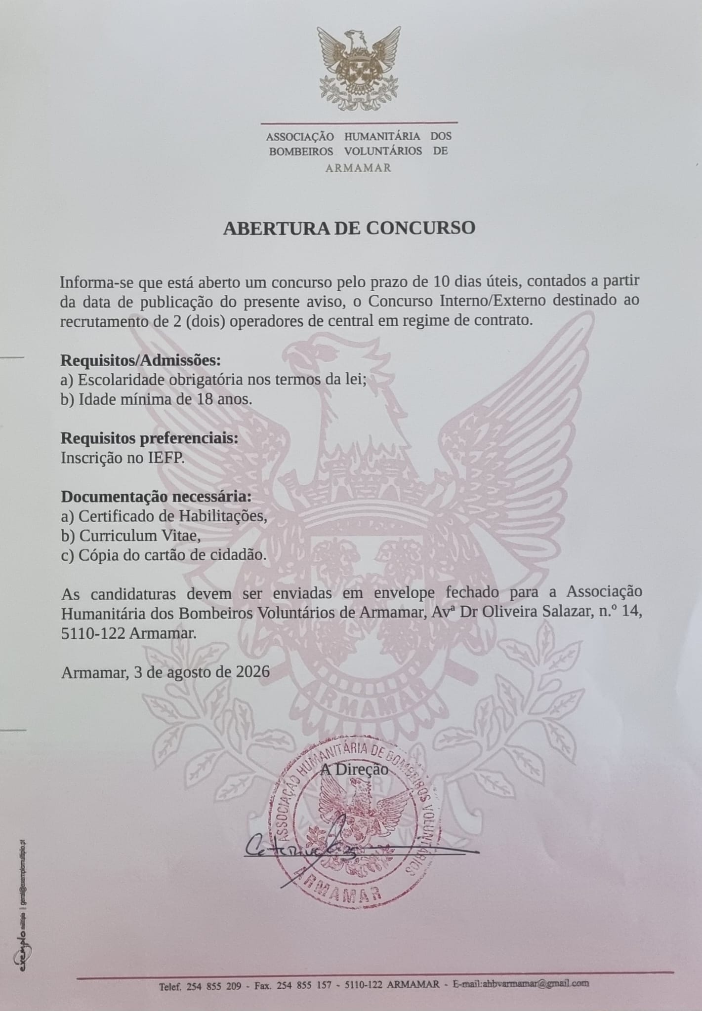 Abertura de Concurso